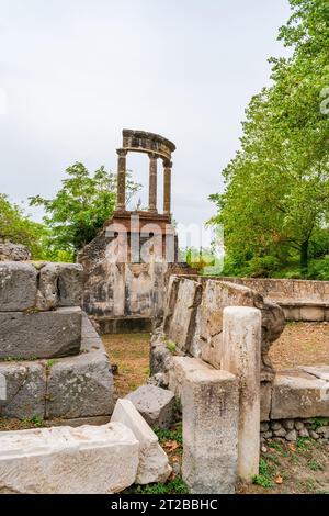 POMPEI, ITALIA - 20 SETTEMBRE 2023: Rovine di Pompei, antica città sepolta dall'eruzione del Vesuvio del 79 d.C. Foto Stock