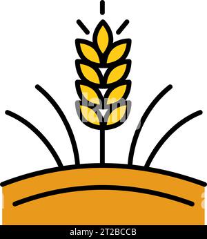 Modello icona colore orecchie di grano agricolo vettoriale. Illustrazione del simbolo a grana intera piatta. Cartello d'avena per l'agricoltura agricola. Concetto di progettazione per la crescita delle tecnologie OAT. Illustrazione Vettoriale