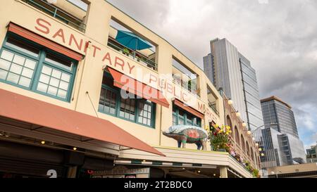 Il Pike Place Market di Seattle, Washington Foto Stock