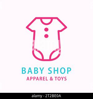 Linea di abbigliamento baby Bodysuit Shop Logo Kids Store Illustrazione Vettoriale