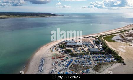 Foto aerea che mostra Sandy Point, Hayling Island, Hampshire Foto Stock