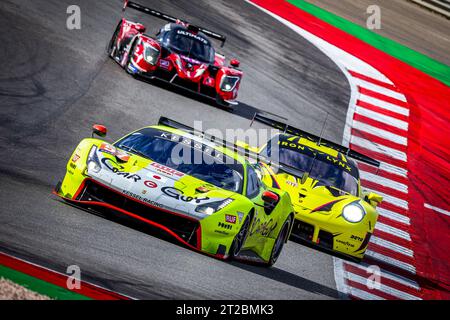 57 KIMURA Takeshi (jpn), HUFFAKER II Gregory (usa), SERRA Daniel (BRA), Kessel Racing, Ferrari 488 GTE Evo, azione durante la 4 ore di Algarve 2023, 5° round dell'European le Mans Series 2023 dal 18 al 20 ottobre 2023 a Portimao, Portogallo - foto Paulo Maria / DPPI Foto Stock