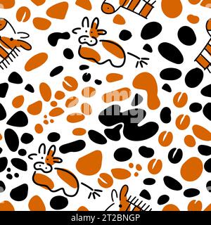 Modello mucca per bambini senza cuciture. disegno manuale. Non ai, Illustrat3. Illustrazione vettoriale Illustrazione Vettoriale