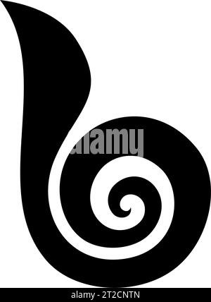 Icona nera astratta Swirly Letter B simile a una lumaca su sfondo bianco Illustrazione Vettoriale