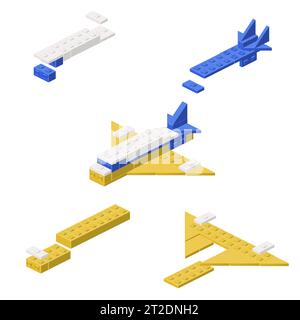 Concetto con un aeroplano in stile isometrico per la stampa e il design.illustrazione vettoriale. Illustrazione Vettoriale