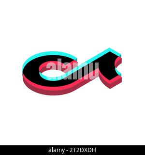 Icona dell'app di social media TikTok. Illustrazione del vettore isometrico 3D. Illustrazione Vettoriale