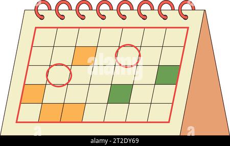 Calendario da ufficio primaverile con date contrassegnate Illustrazione Vettoriale