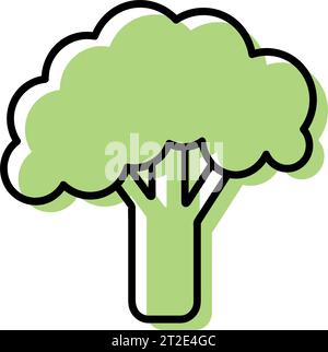Broccoli illustrazione vettoriale disegnata a mano isolata su sfondo bianco. Broccoli freschi, icona della natura Illustrazione Vettoriale