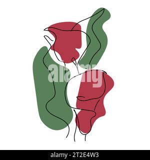 Fiore di giglio calla. Disegno continuo della linea. Semplice disegno a linee fiore per logo, icona, design Illustrazione Vettoriale