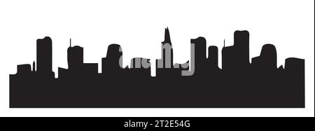 Edifici cittadini silhouette nera. Forma cittadina. Cartello dello skyline cittadino. Isolato su sfondo bianco. Illustrazione vettoriale Illustrazione Vettoriale