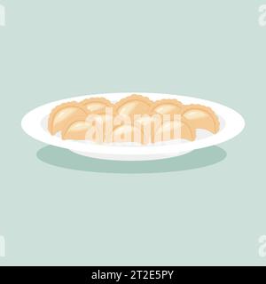 Piatto di gnocchi di cucina nazionale Ucraina. Isolare su sfondo bianco. Illustrazione vettoriale Illustrazione Vettoriale