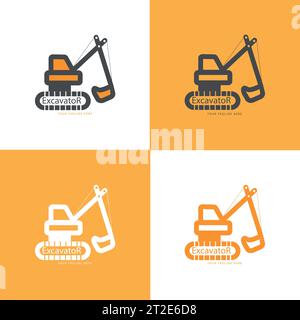 Logo escavatore template vettoriale. Attrezzature pesanti vettore logo per la società di costruzioni. Escavatore creativo illustrazione per logo modello. Illustrazione Vettoriale