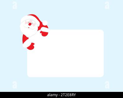 Babbo Natale con un grande cartello bianco. Ampio spazio vuoto per il design.cartolina di Natale. Illustrazione vettoriale Illustrazione Vettoriale
