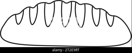 Baguette al forno di grano. Isolato su sfondo bianco. Illustrazione disegnata a mano in stile doodle. Perfetto per carte, decorazioni, logo, menu, vari tipi di oggetti Illustrazione Vettoriale