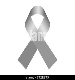 Silver Awareness Ribbon rappresenta disturbi cerebrali campagna per il cervello bambini disabili disabilità cerebrali morbo di Parkinson encefalite Schizo Illustrazione Vettoriale