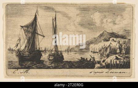 Calais Boats a Vlissingen Charles Meryon in francese dopo Reinier Nooms, chiamato Zeeman Dutch 1850 Foto Stock