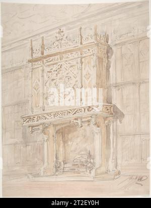 Medievale o Tudor Chimneypiece Design Anonimo, britannico, britannico del XIX secolo XIX secolo Foto Stock