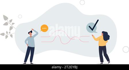 Capacità di ascolto attivo e di comunicazione con l'udito vocale. Accoppiare la conversazione con le abilità soft e la capacità di capire . Illustrazione Vettoriale
