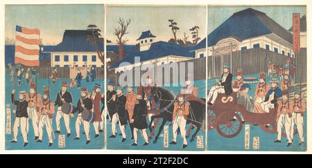Foto di una Processione di stranieri a Yokohama Utagawa Yoshikazu giapponese secondo mese, 1861 Foto Stock