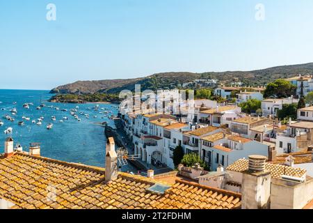 Vista dei Cadachi dall'alto, città sulla Costa Brava di Catalogna, Gerona, Mar Mediterraneo. Spagna Foto Stock