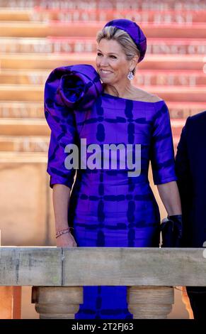 Regina Maxima dei Paesi Bassi presso gli Union Buildings di Pretoria, il 19 ottobre 2023, durante la cerimonia di benvenuto con C. Ramaphosa, Presidente della Repubblica del Sudafrica, il 2 di una visita di Stato di 3 giorni in Sudafrica foto: Albert Nieboer/Netherlands OUT/Point de Vue OUT Foto Stock