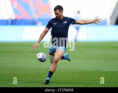 L'argentino Matias Moroni durante una Team Run allo Stade de France di Saint-Denis, in Francia. Data immagine: Giovedì 19 ottobre 2023. Foto Stock