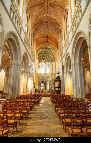 Interno della cattedrale di Saint Corentin nel borgo medievale di Quimper nel dipartimento di Finisterre. Francese Bretagna, Francia Foto Stock