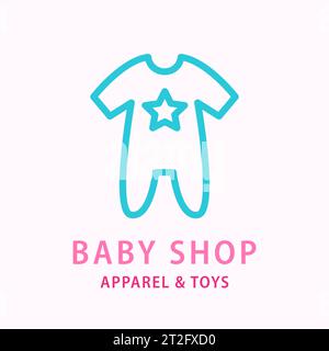 Linea di abbigliamento baby Bodysuit Shop Logo Kids Store Illustrazione Vettoriale