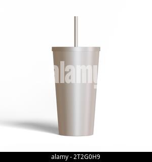 Caffè a tazza o vetro in acciaio inox rendering 3d. Foto Stock