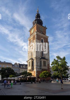 Torre del Municipio, Piazza del mercato principale a Kraków, Polonia Foto Stock