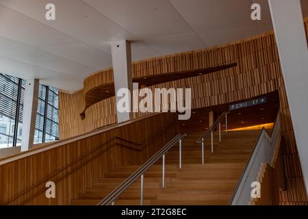 Una foto del design degli interni del Teatro dell'Opera di Oslo. Foto Stock