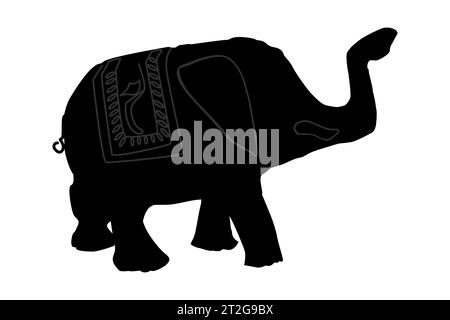 Silhouette di elefante isolata su sfondo bianco. Forma nera di piccolo elefante. Icona elefante, vista laterale. Illustrazione del vettore di stock Illustrazione Vettoriale