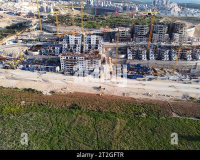 Cantiere a Modiin, Israele, riprese aeree. Foto Stock