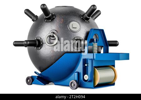 Naval Mine, contattate la mia. Rendering 3D isolato su sfondo bianco Foto Stock