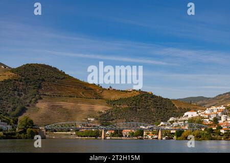 Sul fiume Douro a Pinhao, Valle del Douro, Portogallo Foto Stock