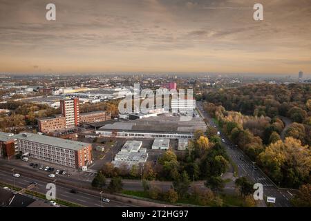 Immagine di una vista aerea di Colonia al mattino a neustadt. Colonia è la più grande città dello stato tedesco occidentale della Renania settentrionale-Vestfalia (NR Foto Stock