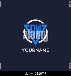 Logo monogramma AW con forma triangolare e vettore di design circolare Illustrazione Vettoriale