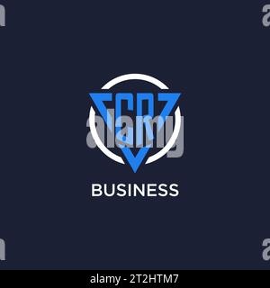 Logo monogramma CR con forma triangolare e vettore di design circolare Illustrazione Vettoriale