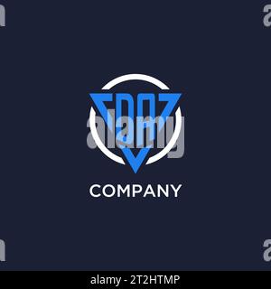 Logo monogramma DA con forma triangolare e vettore di design circolare Illustrazione Vettoriale