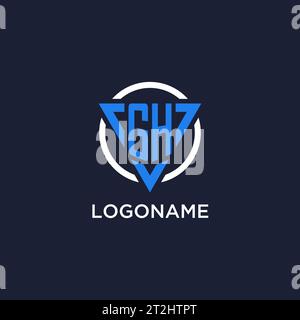 Logo monogramma GH con forma triangolare e vettore di design circolare Illustrazione Vettoriale