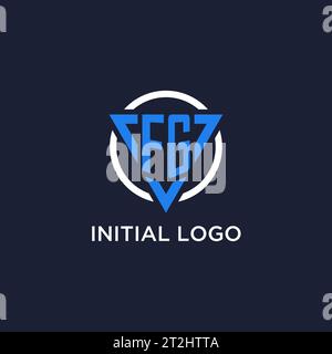 Logo monogramma FG con forma triangolare e vettore di design circolare Illustrazione Vettoriale