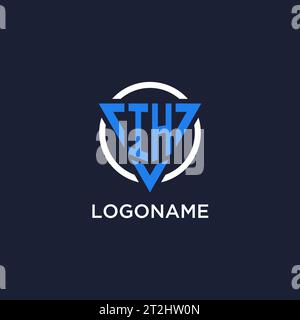 Logo monogramma IH con forma triangolare e vettore di design circolare Illustrazione Vettoriale