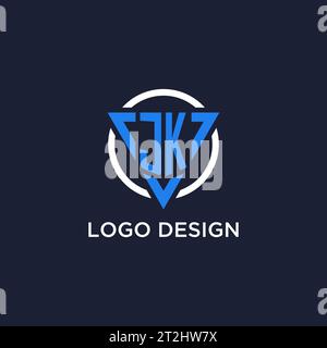 Logo monogramma JK con forma triangolare e vettore di design circolare Illustrazione Vettoriale