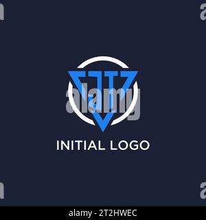 Logo monogramma JT con forma triangolare e vettore di design circolare Illustrazione Vettoriale