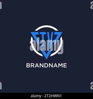 Logo del monogramma TV con forma triangolare e design vettoriale circolare Illustrazione Vettoriale