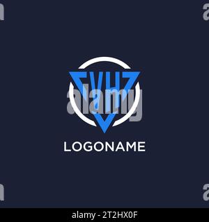 Logo monogramma VH con forma triangolare e vettore di design circolare Illustrazione Vettoriale