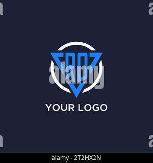 Logo monogramma RO con forma triangolare e vettore di design circolare Illustrazione Vettoriale