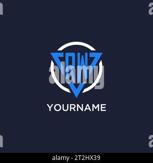 Logo monogramma RW con forma triangolare e vettore di design circolare Illustrazione Vettoriale