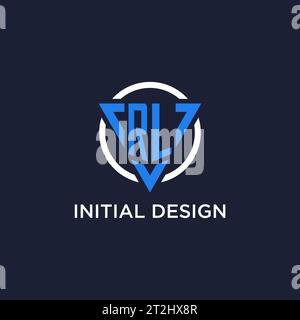 Logo monogramma RL con forma triangolare e vettore di design circolare Illustrazione Vettoriale