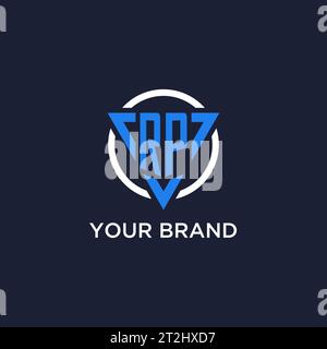 Logo monogramma RP con forma triangolare e vettore di design circolare Illustrazione Vettoriale